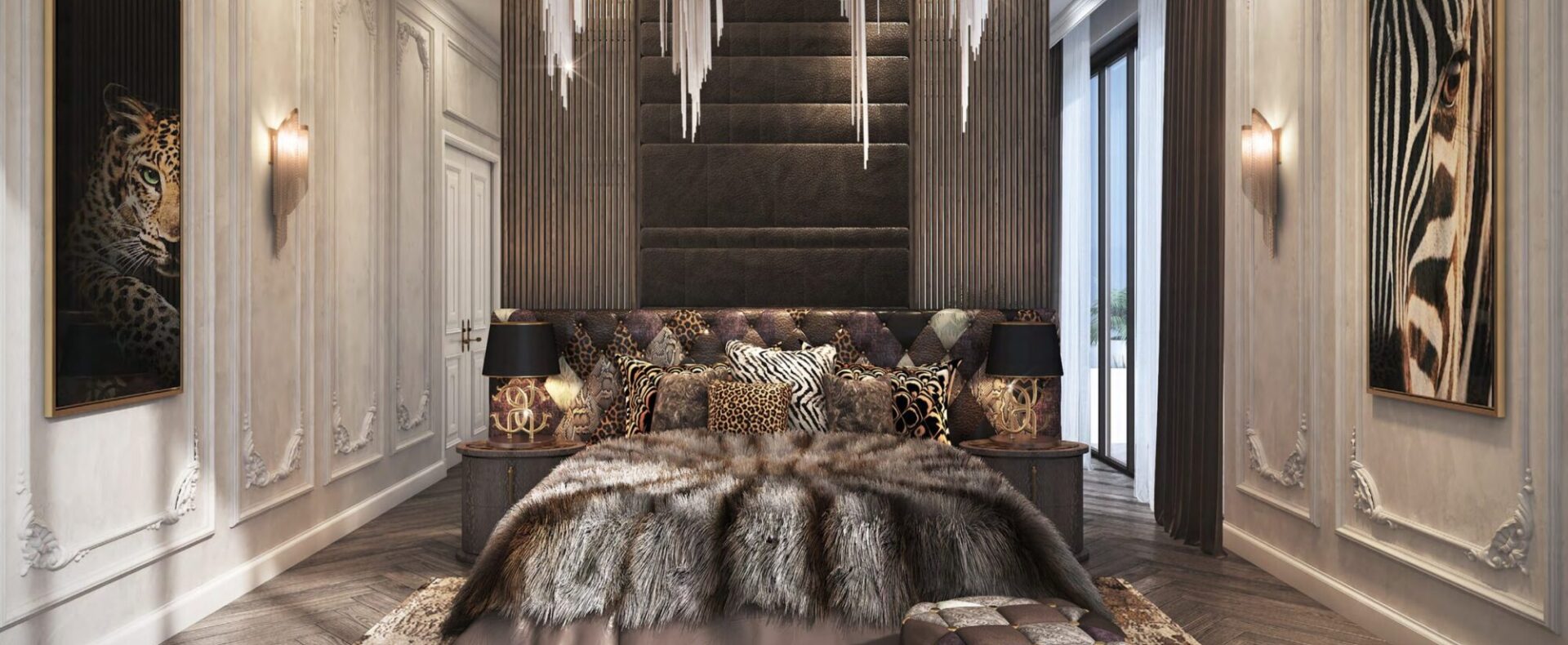 Dubai, Cavalli villa, bedroom