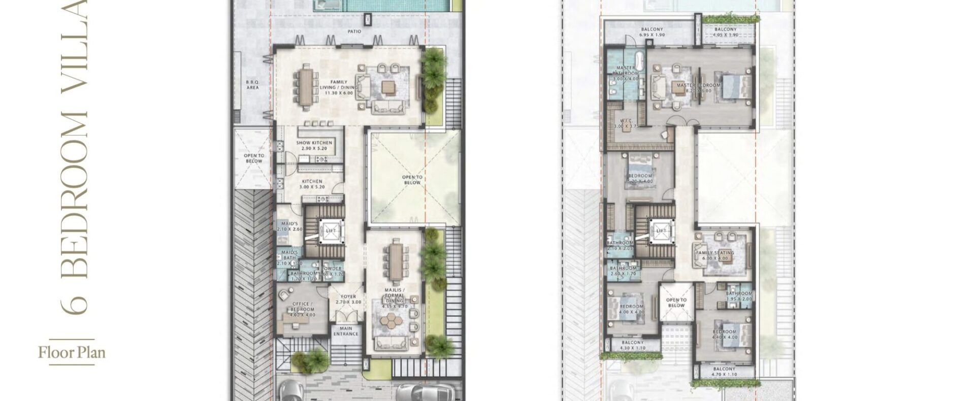 Dubai, Cavalli villa, layouts