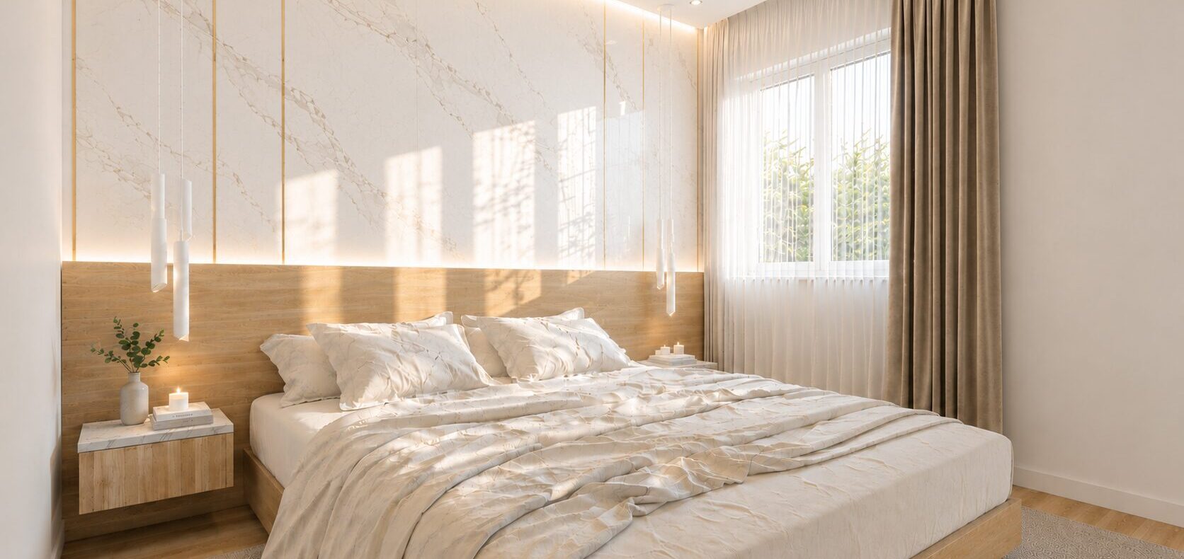 Moderna spavaća soba novogradnja Cres